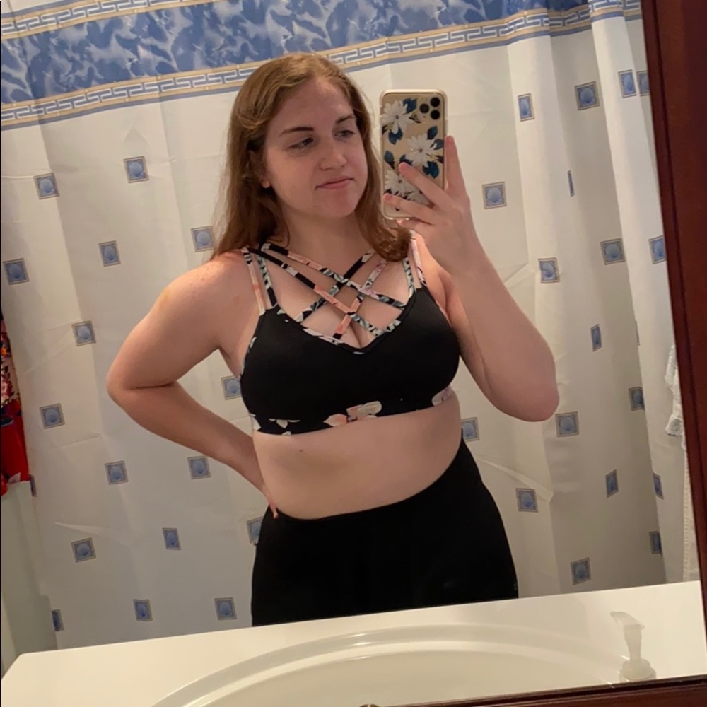 Black and floral bra